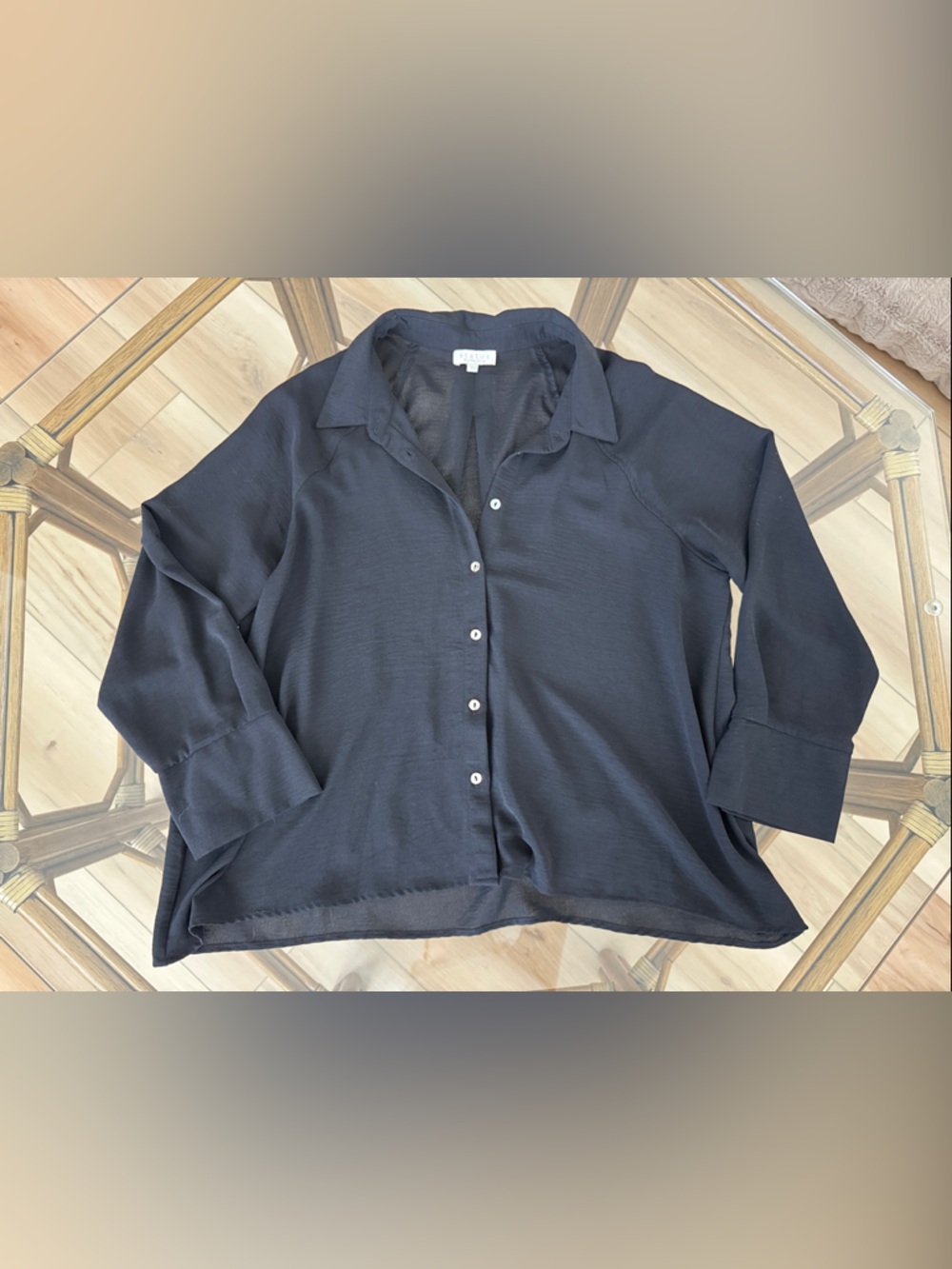 Chenault Black Collared Button-Front Top